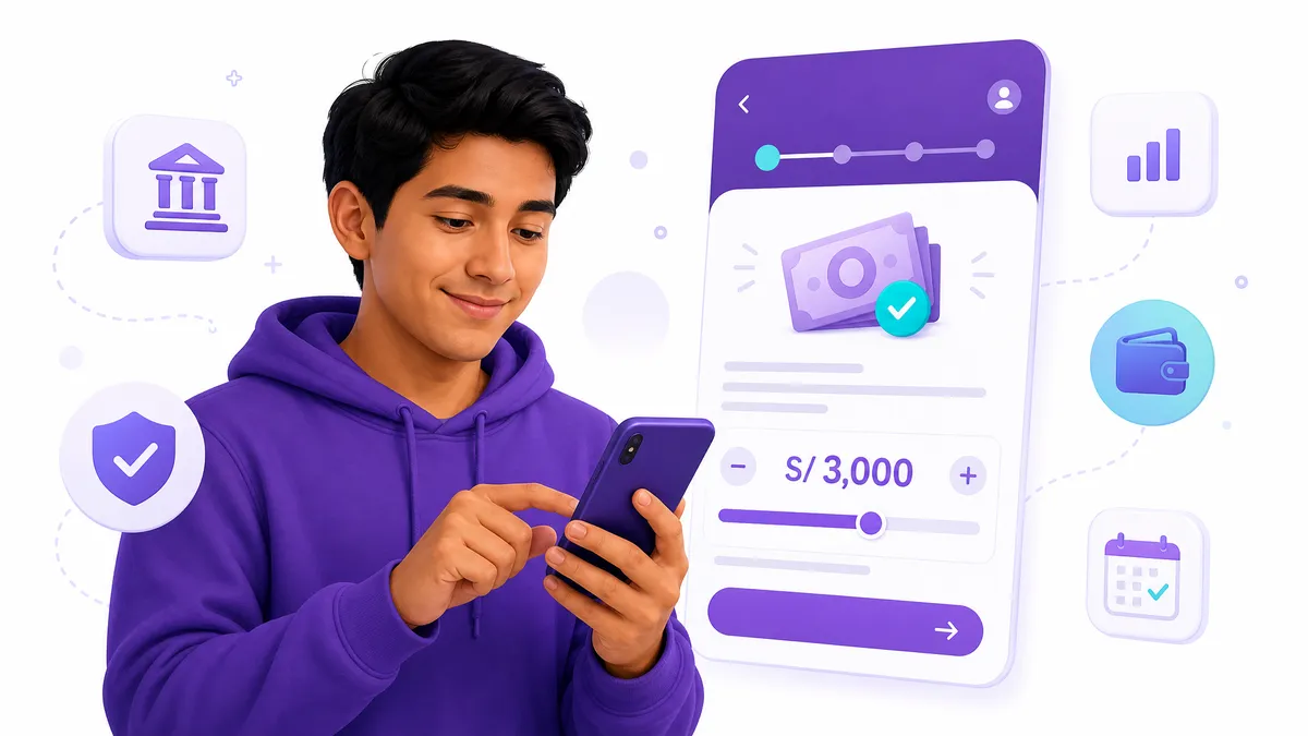 Persona solicitando préstamo con Yape desde su celular